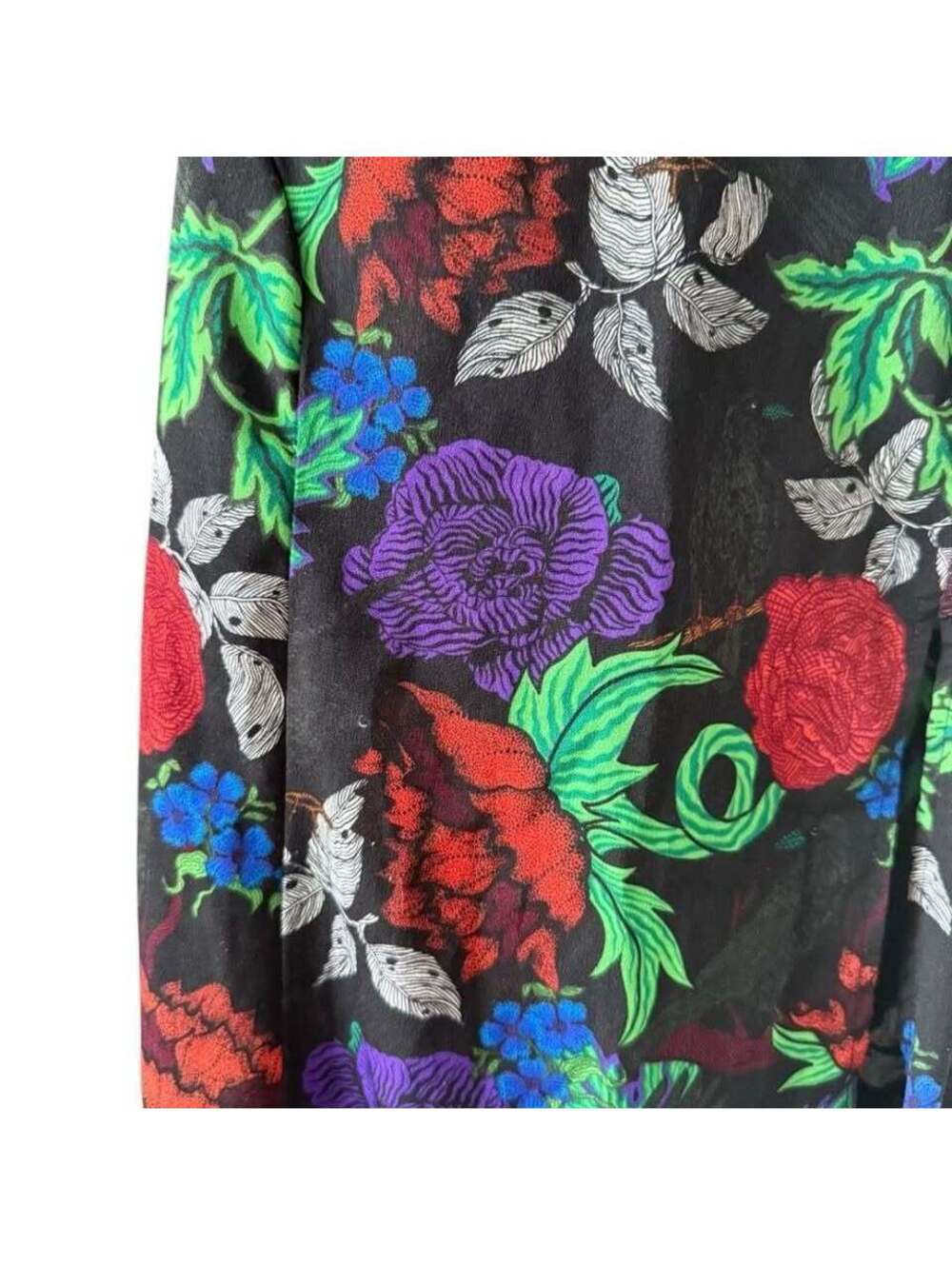 Tropical Summer Black Colorful Floral Black Maxi Skirt Topshop Size 6 - Picture 4 of 4